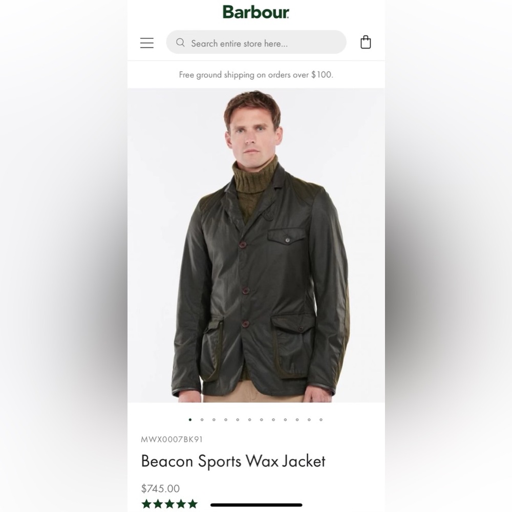 BARBOUR Beacon Sports Jacket Olive